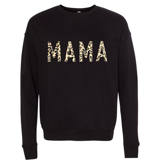 Leopard MAMA Matching Sweatshirt - Black