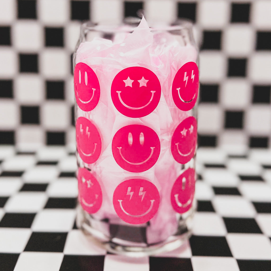 Neon Smiles Can Glass